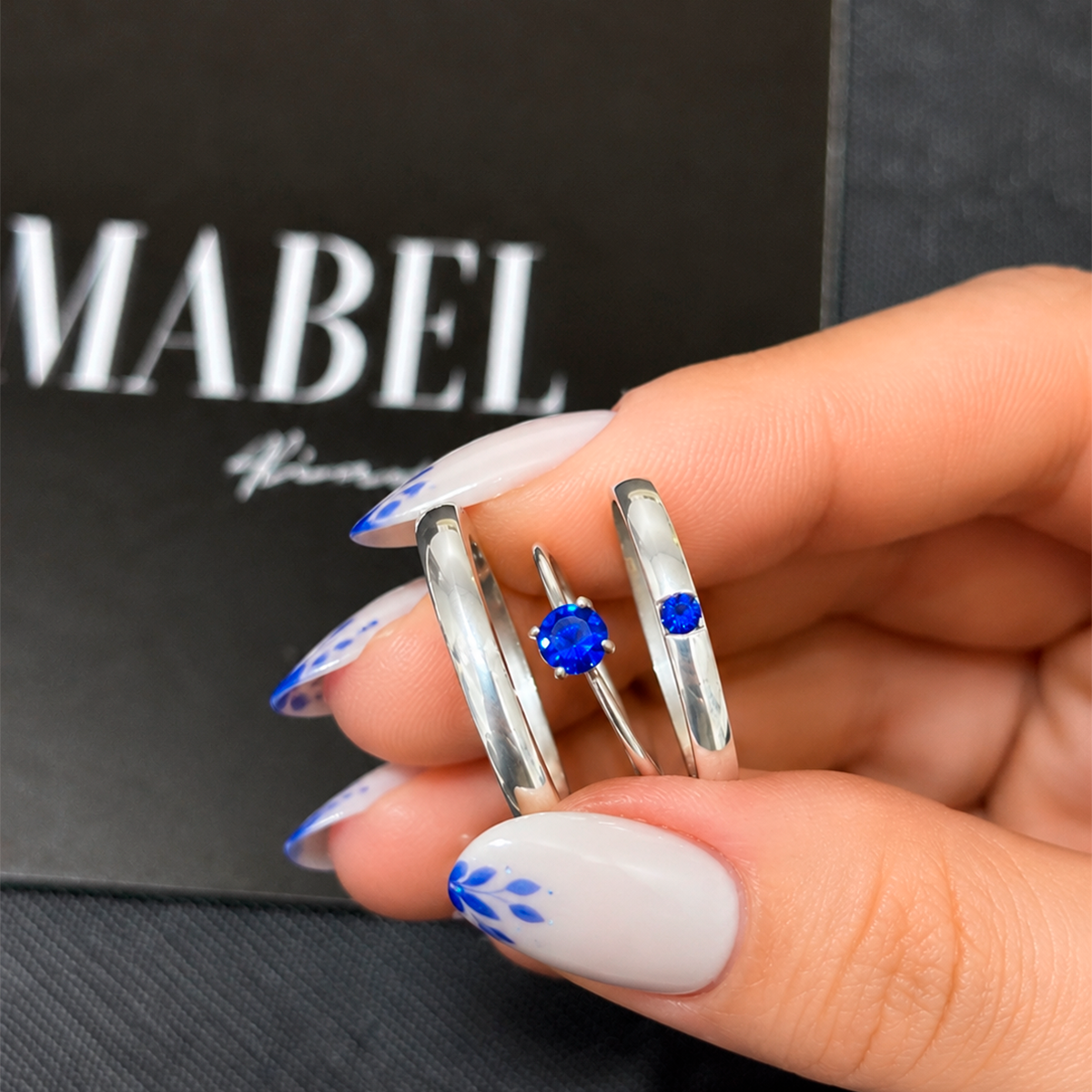 Aliança de Compromisso Prata 950 Modelo Royal Blue com Anel Solitário e Zircônia