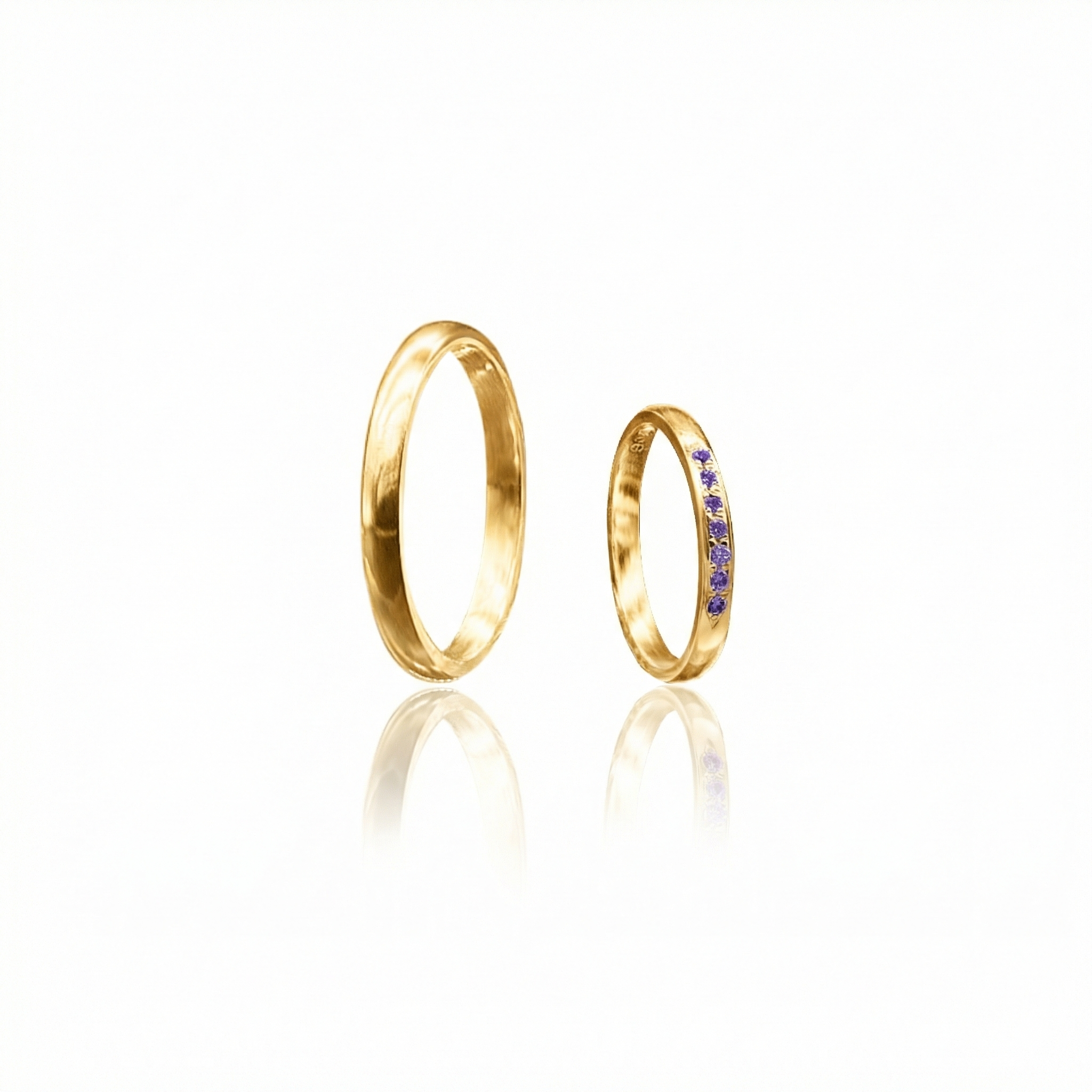 Aliança Selene Violeta Ouro 18k 3mm | Mabel