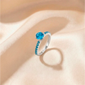 anel solitario prata 950 Acqua com zirconia
