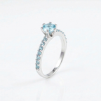 anel solitario prata 950 Celeste com zirconia