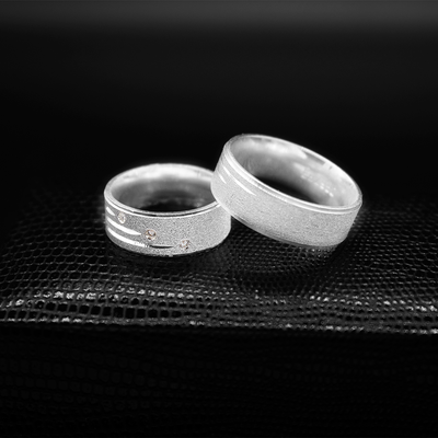 Aliança de Compromisso Prata 950 Áustria com Anel Solitário | Mabel