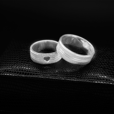 Aliança de Compromisso Prata 950 Catar com Anel Solitário | Mabel