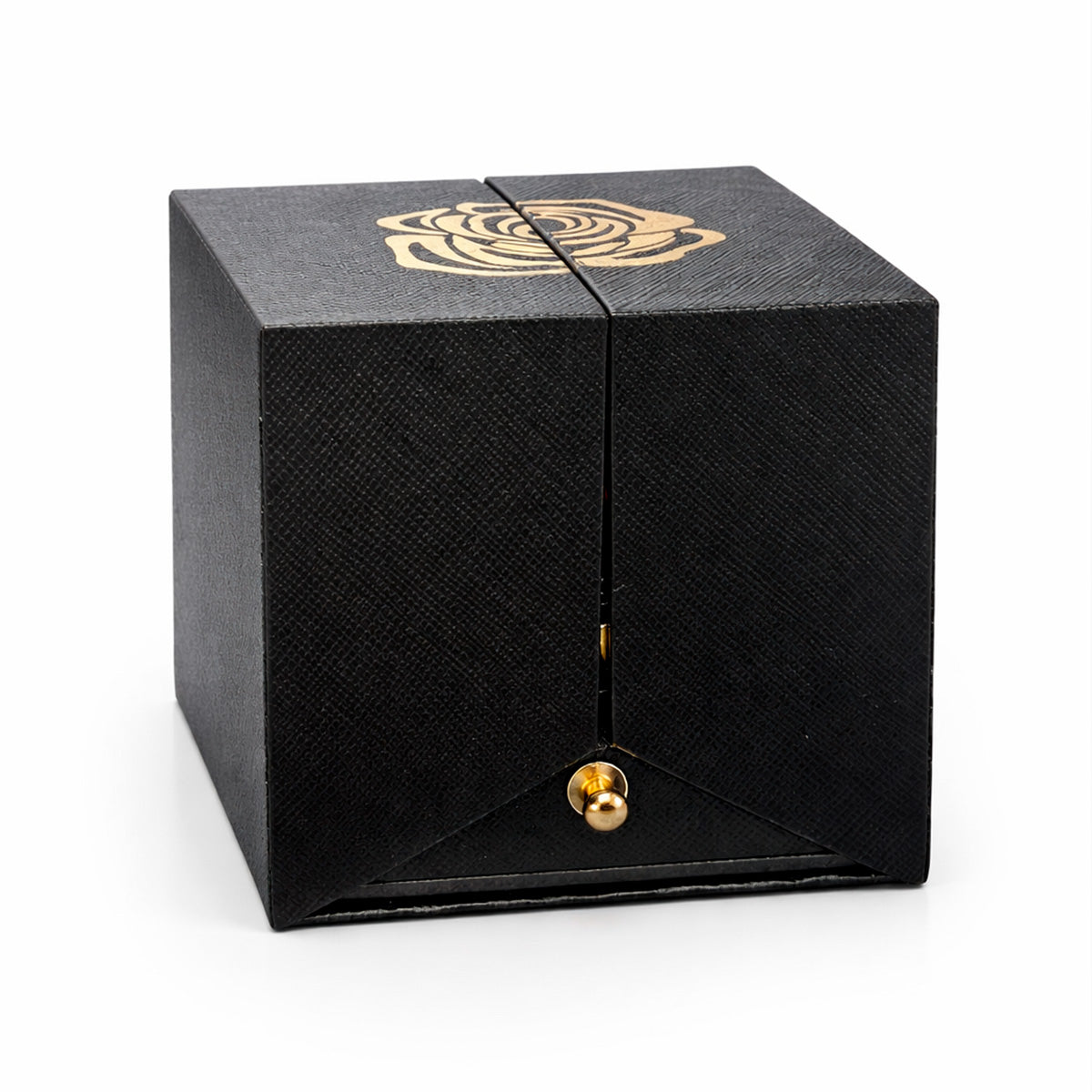 Caixa de Promessas: Estojo Surpresa com Rosa para Aliança - Preto